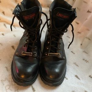 Black leather motorcycle boots